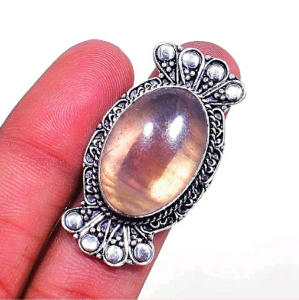 New Unique Fluorite Silver Ring.